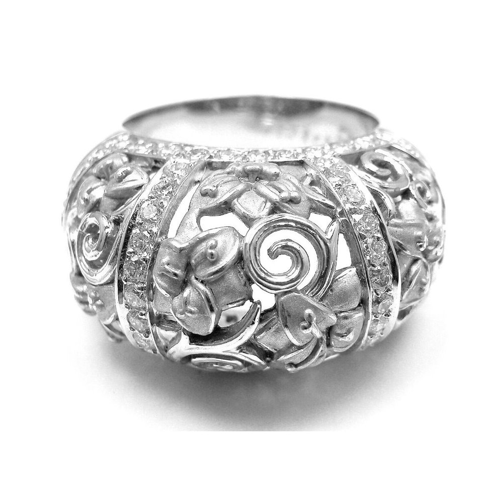 New! Authentic Carrera Y Carrera Taj Mahal 18k White Gold Diamond Ring Box Cert.